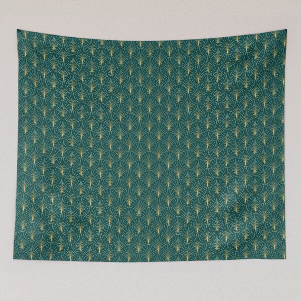 Item preview, Dark Turquoise Art Deco Shell Pattern designed and sold by ALaJosie.