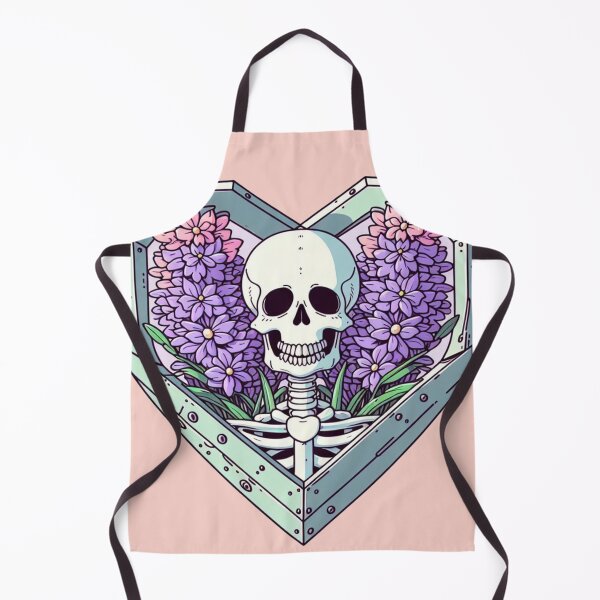 Item preview, Lavender Skeleton Pink Flowers Drawing Illustration Metal Frame designed and sold by CoffeeIsATrip.