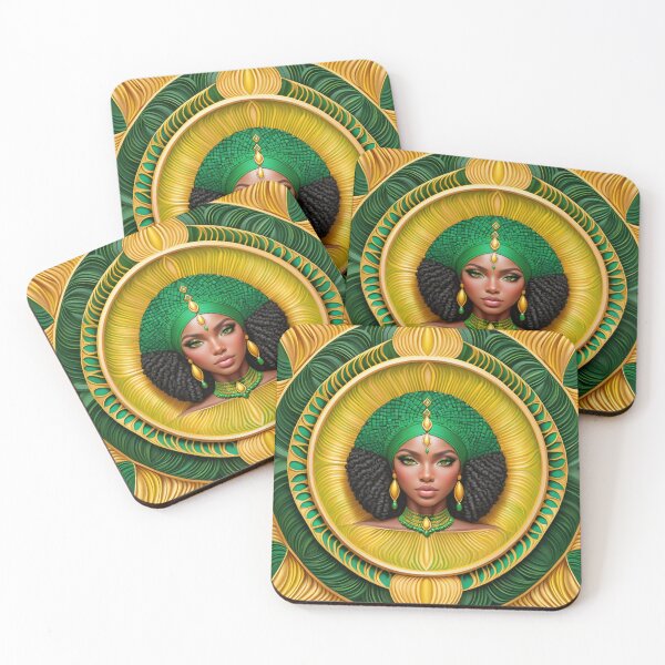 Item preview, Emerald Essence - Afrocentric Beauty and Elegance Portrait designed and sold by CulturalTales.