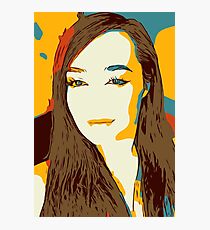 Abstract illustration of a girl. Pop art illustration of a smiling girl Photographic Print