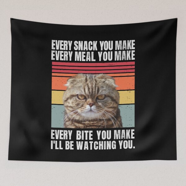 Item preview, Distressed Retro Stripe Exotic Shorthair Cat Funny Sticker - I'll Be Watching You Apparel Essentials designed and sold by CanvasThread.