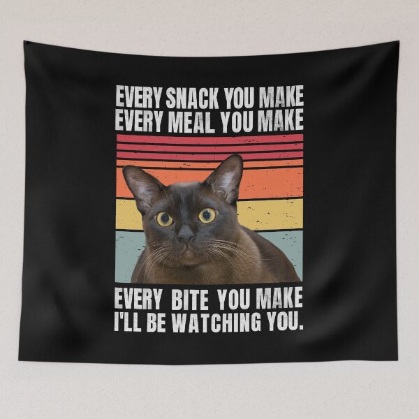 Item preview, Distressed Retro Stripe Burmese Cat Funny Quotes - I'll Be Watching You Essentials designed and sold by CanvasThread.