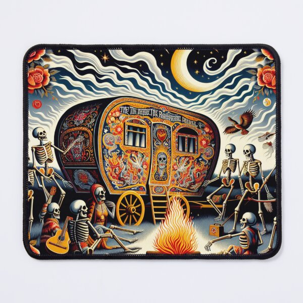Item preview, Dead Skeletons and Red Roses Gypsy Caravan Under Dark Stars designed and sold by HippieFarms11.