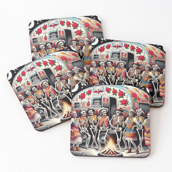 Item preview, Gypsy DeadHead Skeletons Dance and Sing By The Campfire designed and sold by HippieFarms11.