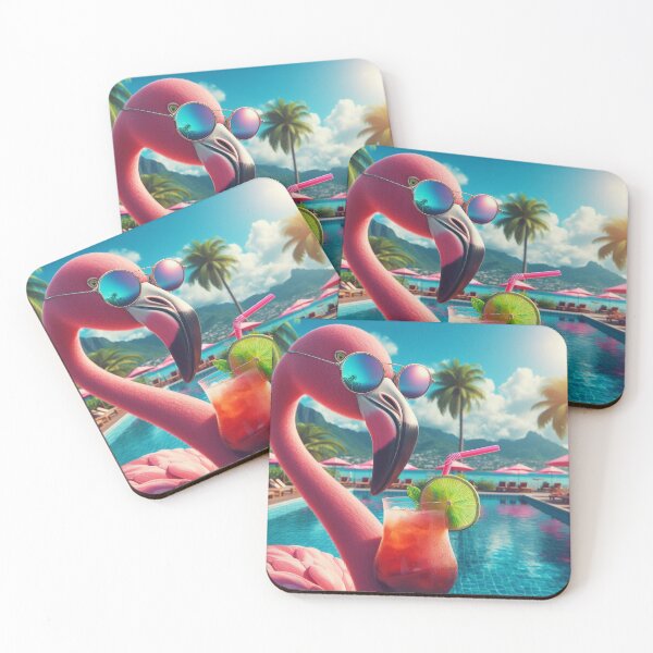 Item preview, Tropical Flamingo Vibes - Sunglasses & Cocktail Poolside designed and sold by IMPHives.