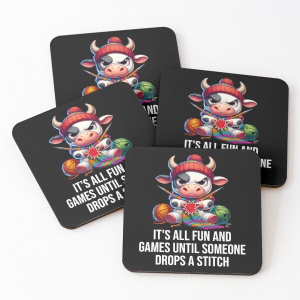 Item preview, Dropped stitch - funny cow - knitting humor designed and sold by EvergreenWhimsy.