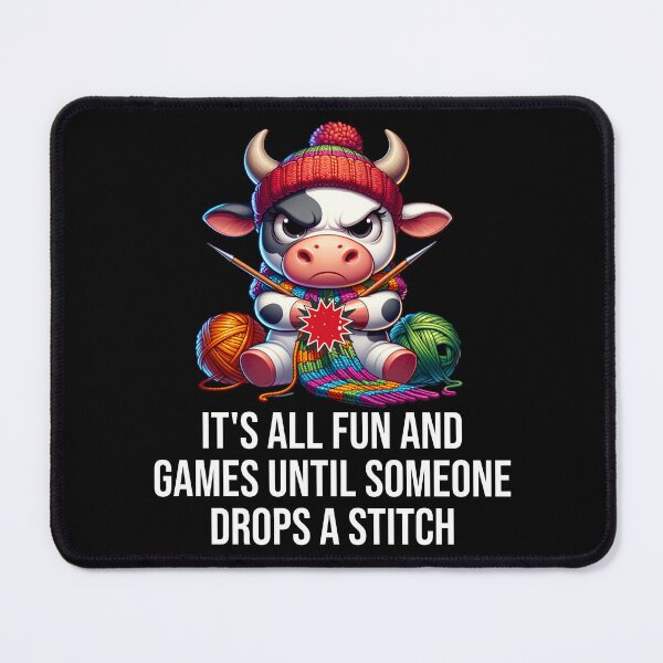 Item preview, Dropped stitch - funny cow - knitting humor designed and sold by EvergreenWhimsy.