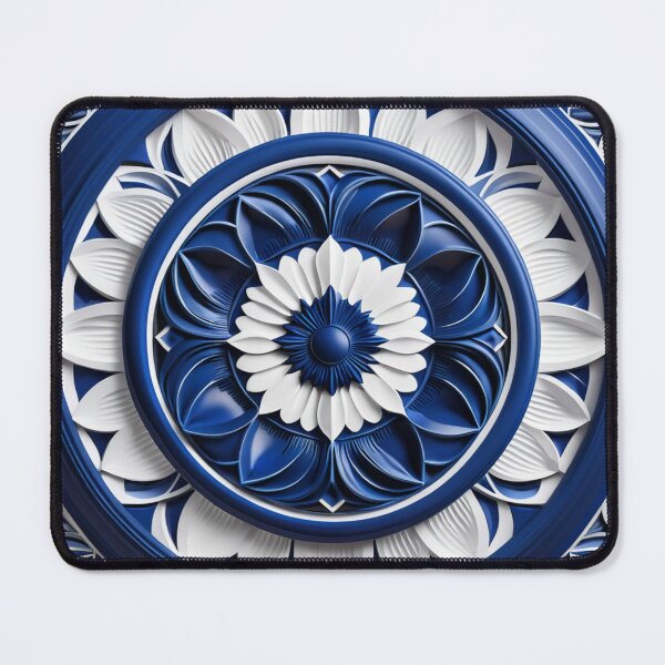 Item preview, Classic Blue and White Floral Mandala: Sophisticated Afrocentric Elegance designed and sold by CulturalTales.