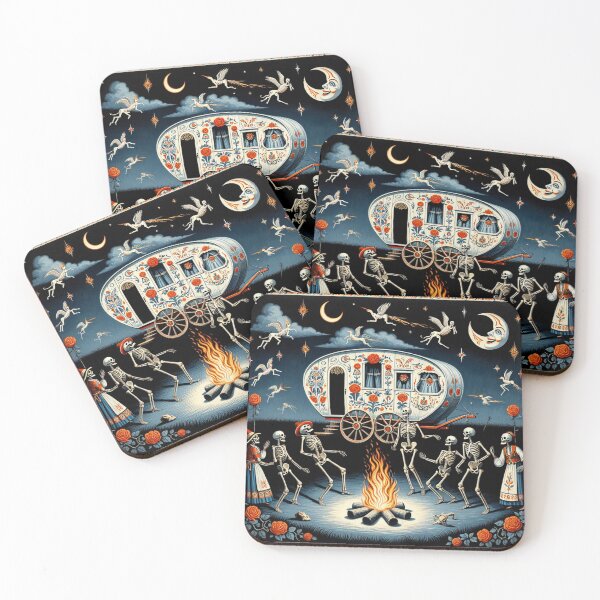 Item preview, Dead Gypsy Skeletons Frolic By The Campfire Under Dark Stars designed and sold by HippieFarms11.