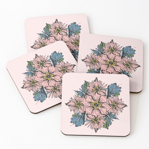 Item preview, Botanical Tattoo ; Pink & Blue Flowers designed and sold by PatternInArt.
