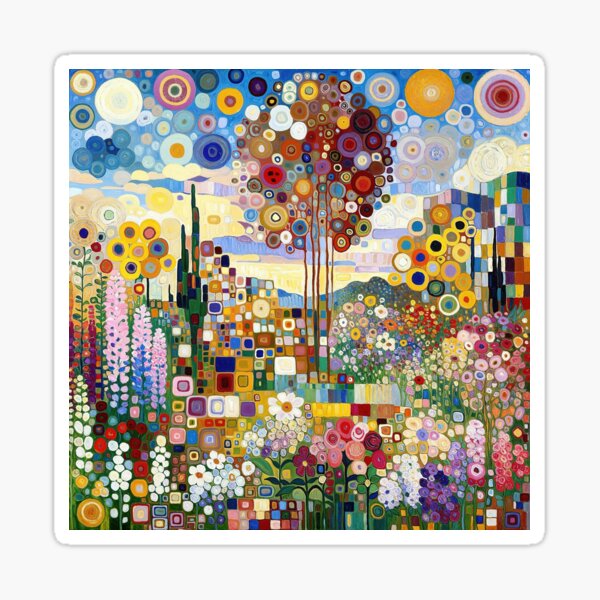 Aperçu de l'œuvre Jardin fleuri de Klimt créée et vendue par maniacfitness.