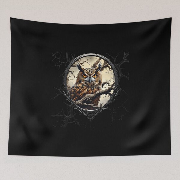 Item preview, Owl on a spooky tree branch designed and sold by FatCatStudios.