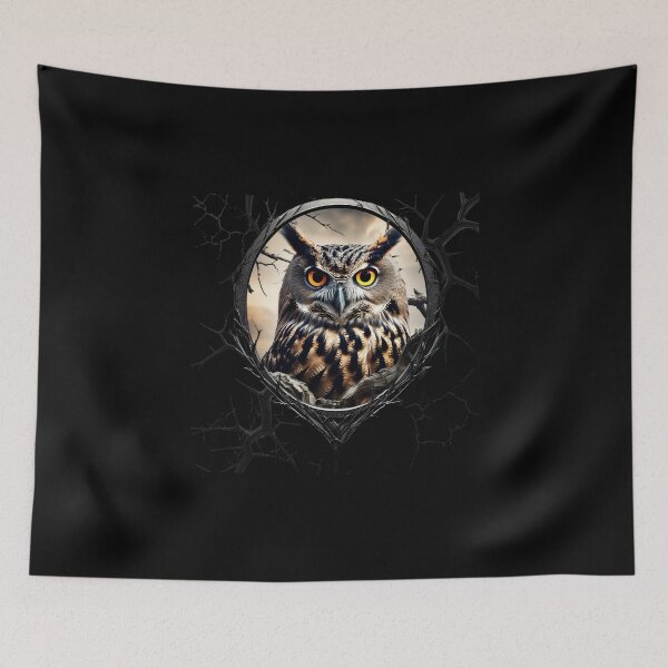 Item preview, Owl on a spooky tree branch designed and sold by FatCatStudios.