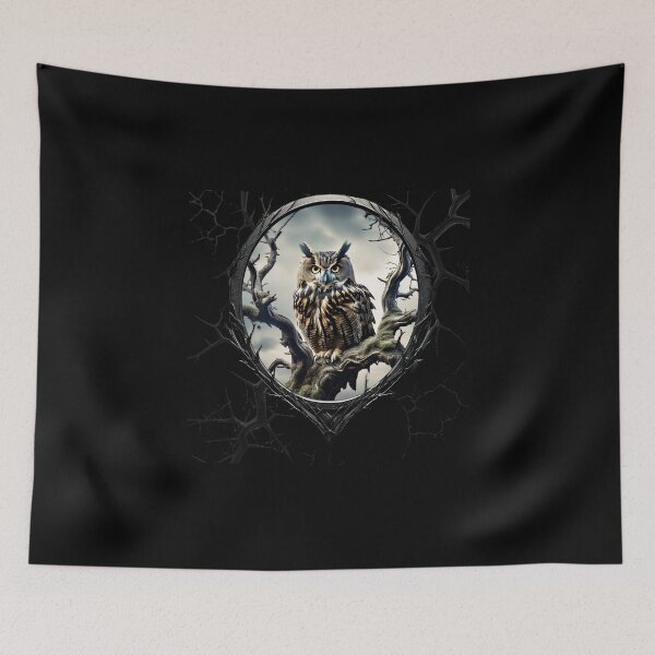 Item preview, Owl on a spooky tree branch designed and sold by FatCatStudios.