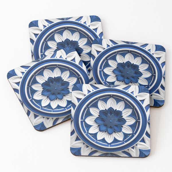 Item preview, Elegante estampado floral azul y blanco: sereno arte afrocéntrico designed and sold by CulturalTales.