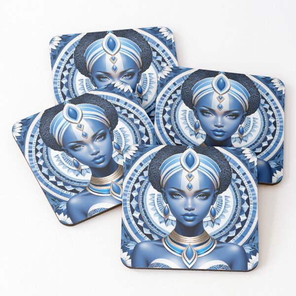 Item preview, Sovereign Blue Beauty: Afrocentric Elegance in a Royal Portrait designed and sold by CulturalTales.