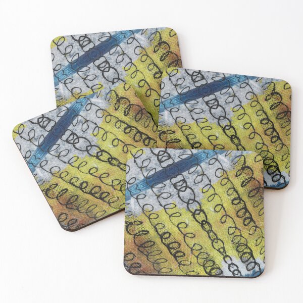 Item preview, Grunge Lacy Loops With Yellow And Blue designed and sold by KeksWorkroom.