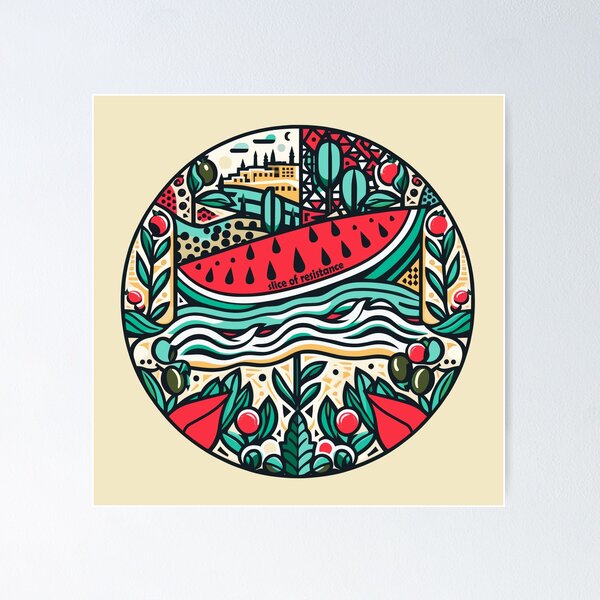 Item preview, Slice Of Resistance Watermelon, olives, olive tree, jerusalem palestine designed and sold by Slice Of Seed.