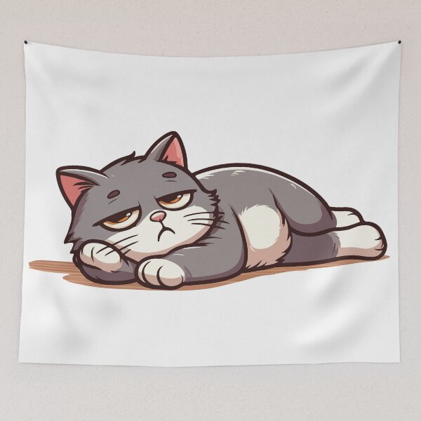 Item preview, a disinterested cat lounging lazily with half closed eyes designed and sold by Colorful Dreams.