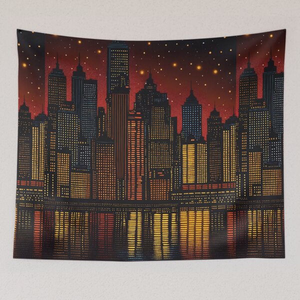 Item preview, Urban Sunset Mirage: Pointillism Cityscape designed and sold by ZipperDragon88.