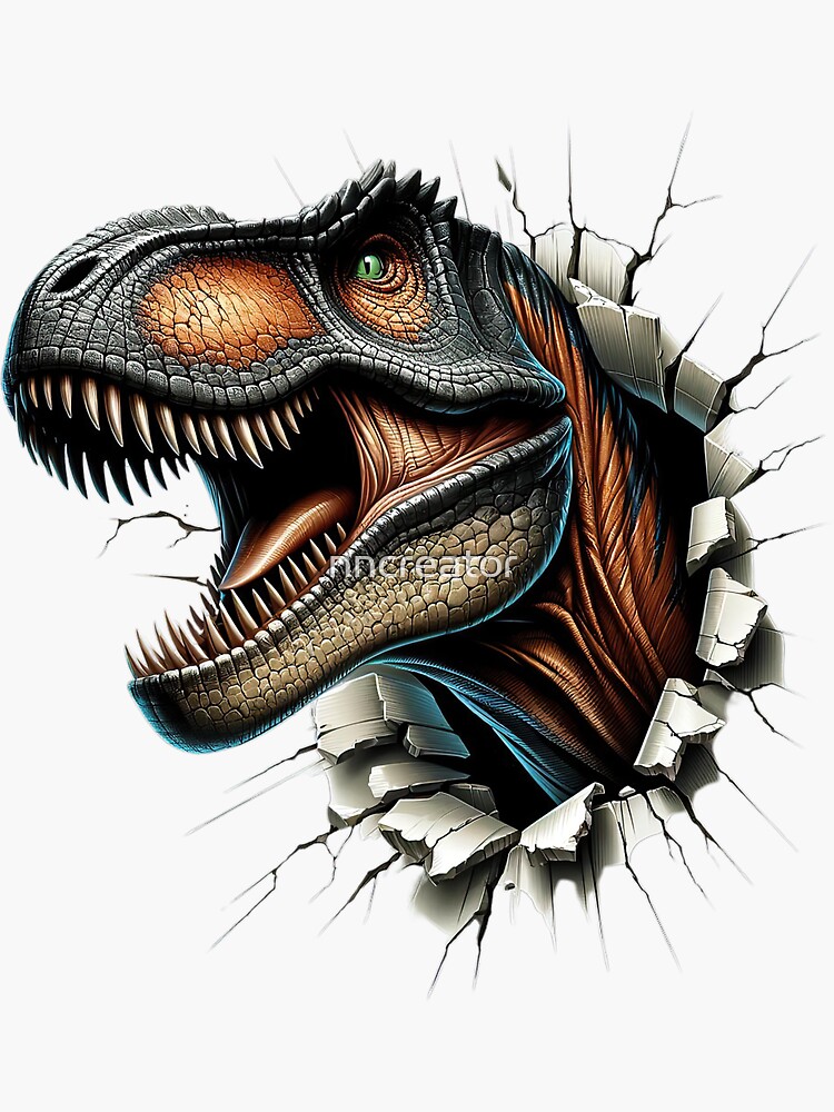 Thumbnail 3 of 3, Sticker, Jurassic Breakout: T-Rex Unleashed designed and sold by nncreator.