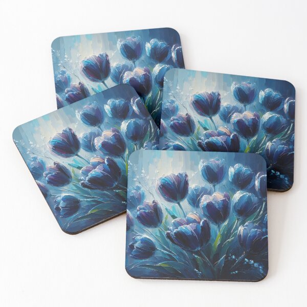 Item preview, Blue Tulips Impressionist Oil Painting designed and sold by cikedo.