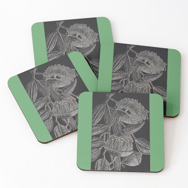 Item preview, scraperboard Eucalyptus blossoms designed and sold by Nature in Tasmania.