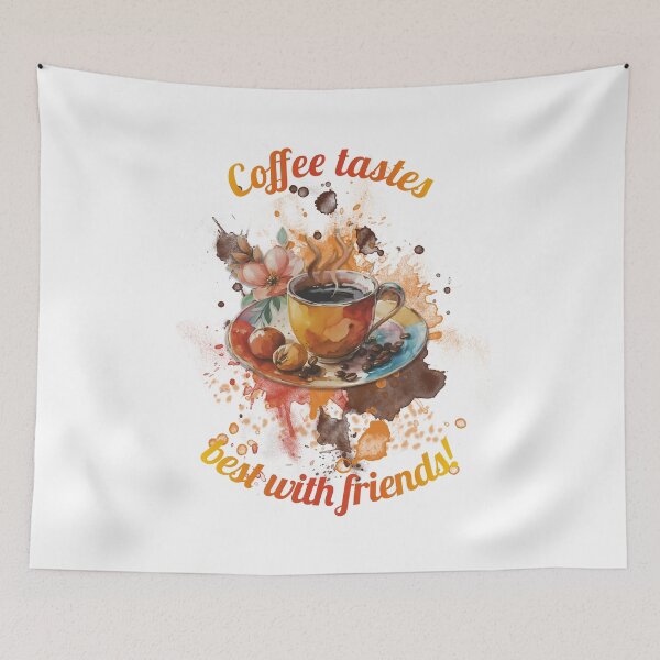 Item preview, Cup of coffee with coffee beans lying next to it designed and sold by HarridanCreates.