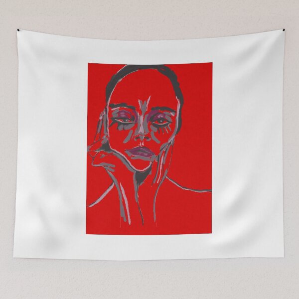 Item preview, portrait of a girl on a red background designed and sold by ElCookie.
