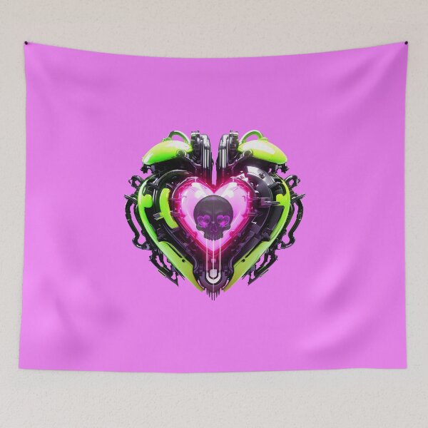 Item preview, Green Bionic Heart & Black Skull designed and sold by Rogue Wizard.