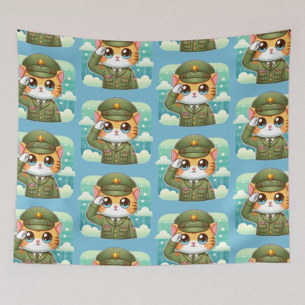 Item preview, Cute Soldier Cat, Kawaii Soldier Cat, Cat Clipart designed and sold by SnuggleSafari.