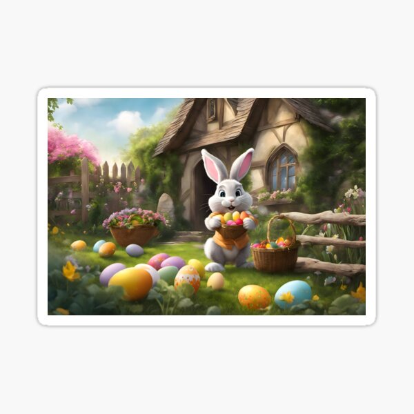Item preview, Whimsical Easter Scene designed and sold by Pixel Press Prints.