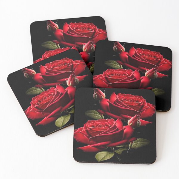 Item preview, Bright Red Roses on Black Background?? designed and sold by TroviTutto.