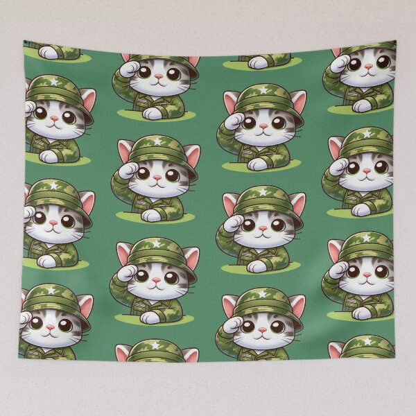 Item preview, Cute Soldier Cat, Kawaii Soldier Cat, Cat Clipart designed and sold by SnuggleSafari.