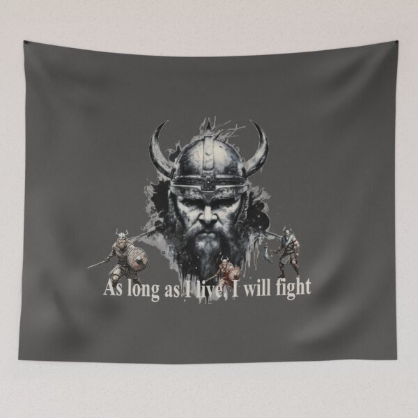 Item preview, Viking with text ' As long as I live, I will fight' designed and sold by Tomasz  Siennicki.