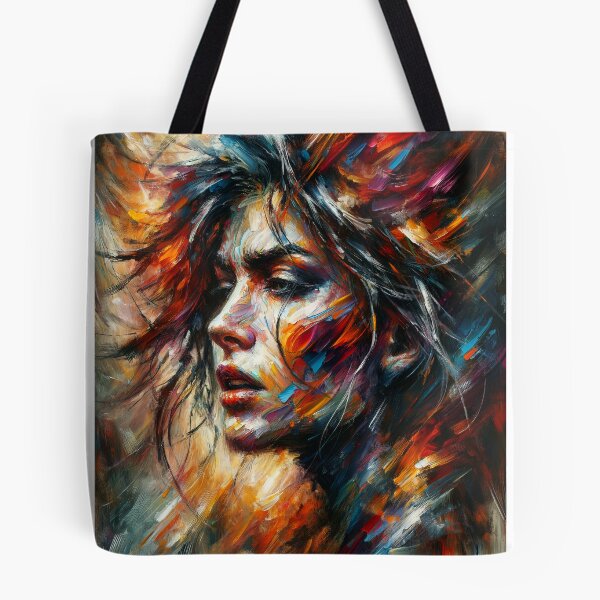 Item preview, Expressionist portrait of a woman with wild brush strokes and intense colors, evoking strong emotions designed and sold by AndreaMart.