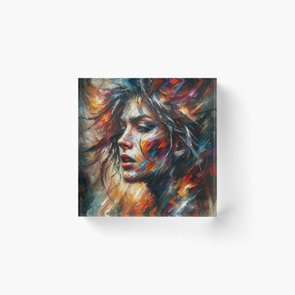 Item preview, Expressionist portrait of a woman with wild brush strokes and intense colors, evoking strong emotions designed and sold by AndreaMart.