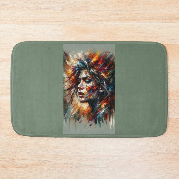 Item preview, Expressionist portrait of a woman with wild brush strokes and intense colors, evoking strong emotions designed and sold by AndreaMart.