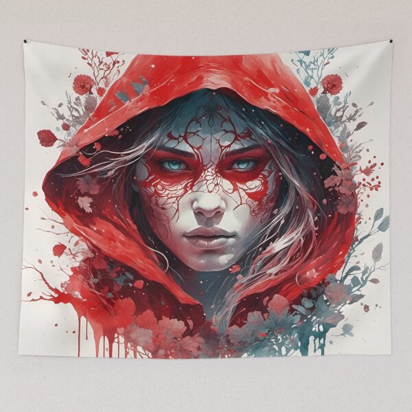 Item preview, Red riding hood in decor painting  designed and sold by WildflowersAI.