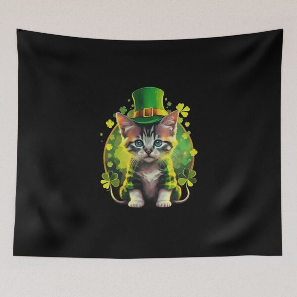 Item preview, Cat St Patricks Day Shamrock Irish  designed and sold by BlueGoldArt.