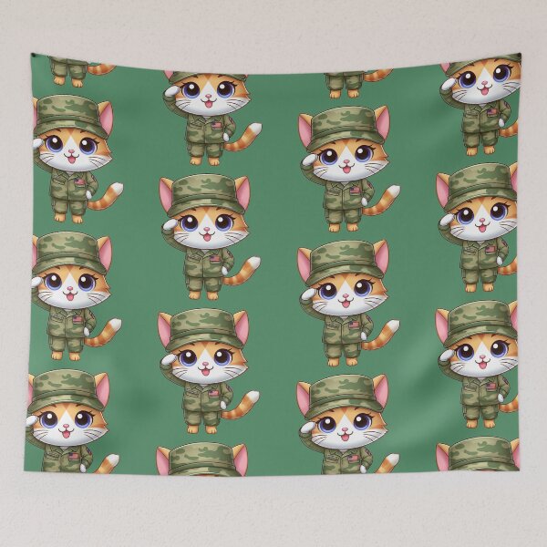 Item preview,  Cute Soldier Cat, Kawaii Soldier Cat, Cat Clipart designed and sold by SnuggleSafari.
