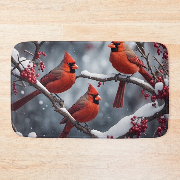 Item preview, Winter red cardinal n red berries nightcafe ai art  designed and sold by WildflowersAI.