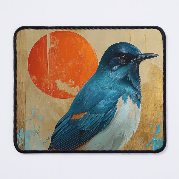 Item preview, Bluebird standing in turquoise water with a red sun designed and sold by Rockwpapart.
