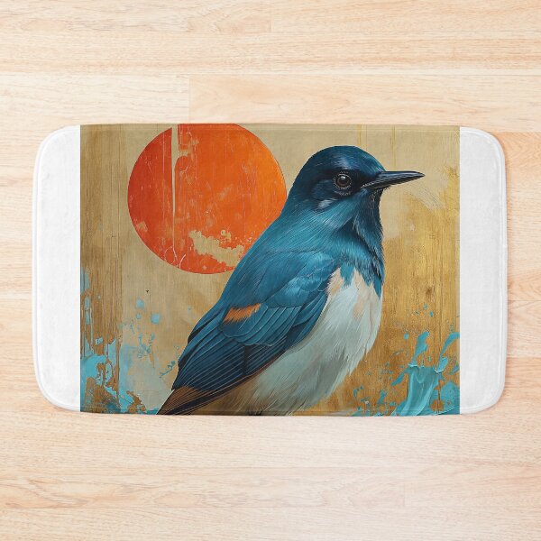 Item preview, Bluebird standing in turquoise water with a red sun designed and sold by Rockwpapart.