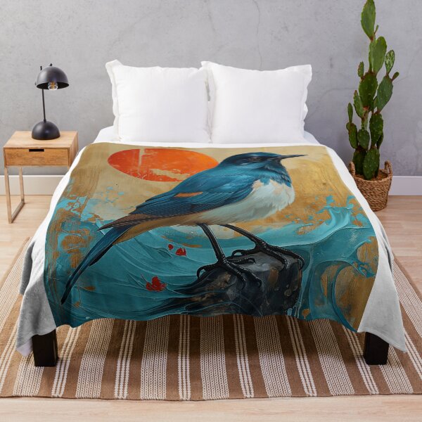 Item preview, Bluebird standing in turquoise water with a red sun designed and sold by Rockwpapart.