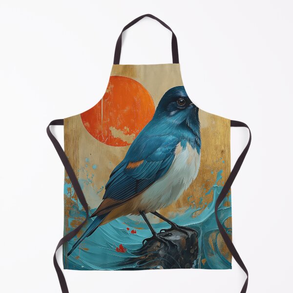 Item preview, Bluebird standing in turquoise water with a red sun designed and sold by Rockwpapart.