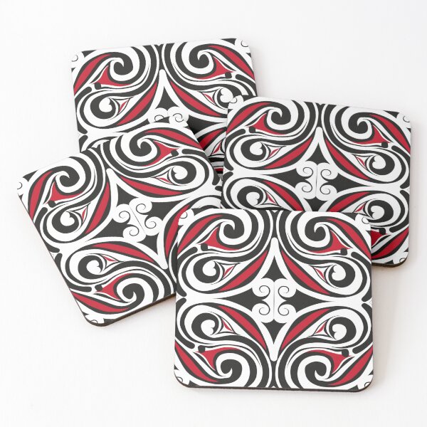 Item preview, Kowhaiwhai Miki (Black And Red) Pattern designed and sold by GrinGalore.