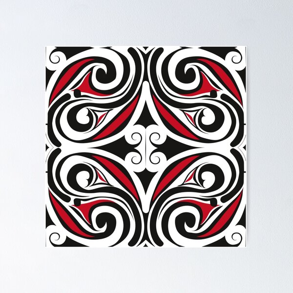 Item preview, Kowhaiwhai Miki (Black And Red) Pattern designed and sold by GrinGalore.