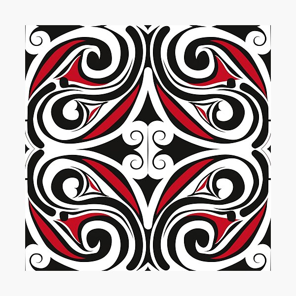 Item preview, Kowhaiwhai Miki (Black And Red) Pattern designed and sold by GrinGalore.