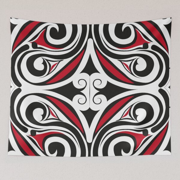 Item preview, Kowhaiwhai Miki (Black And Red) Pattern designed and sold by GrinGalore.